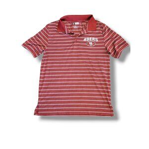 NFL Apparel Men's San Francisco 49ers Red White Stripe Short Sleeve Polo - M